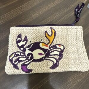 Vera Bradley Crab Motif Hand Purse Cosmetic Bag 7x4.5" Woven Material Cute EUC